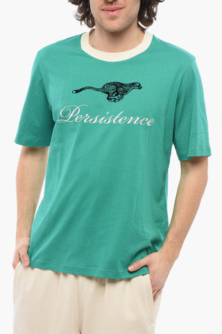 T-shirt Girocollo RESILIENCE In Jersey di Cotone con Dettaglio in Velour