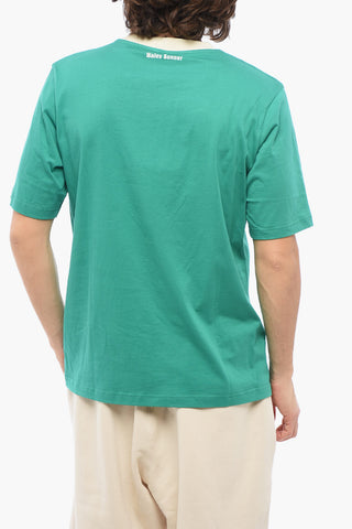 T-shirt Girocollo RESILIENCE In Jersey di Cotone con Dettaglio in Velour
