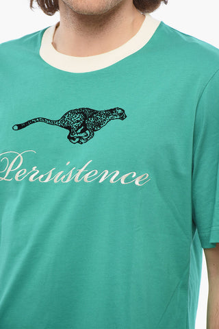 T-shirt Girocollo RESILIENCE In Jersey di Cotone con Dettaglio in Velour