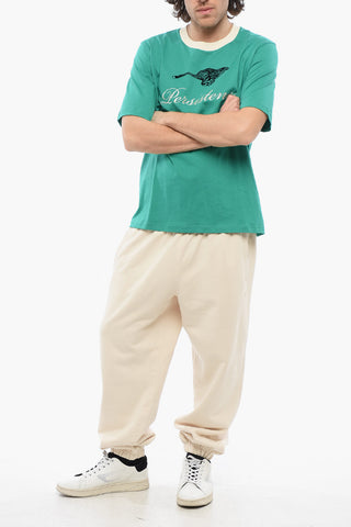T-shirt Girocollo RESILIENCE In Jersey di Cotone con Dettaglio in Velour