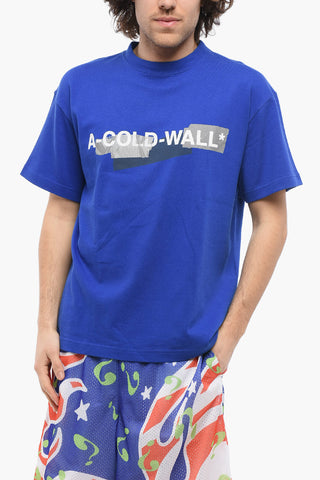 Cotton Crew-neck T-shirt with Contrast Logo