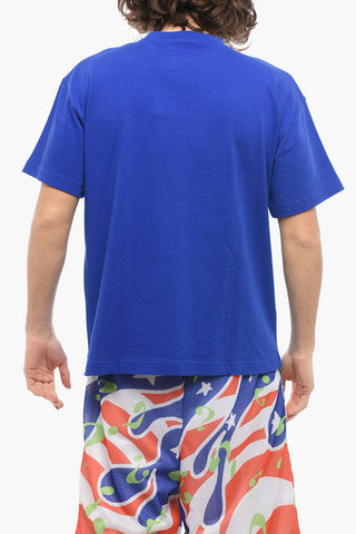 Cotton Crew-neck T-shirt with Contrast Logo