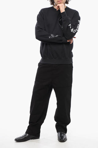 Bandana Motif Fleeced Cotton Sweatshirt with Glittery Details