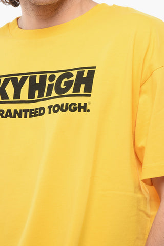 Solid Color Crew-neck T-Shirt with Contrasting Print