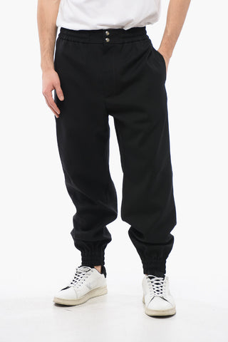 Wool Cuffed Pants with Elastic Waistband
