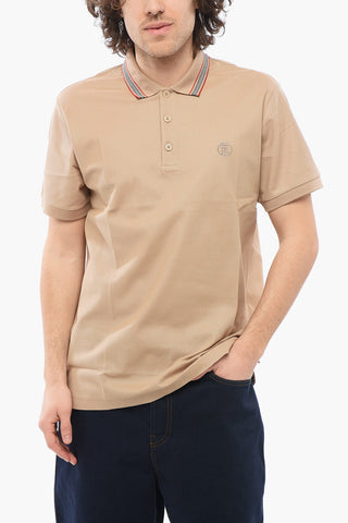 Piquet Cotton Polo with Pinstriped Collar