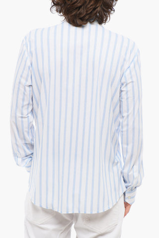 Two-Tone Striped Shirt with Spread Collar