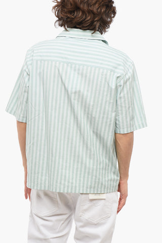 Short Sleeved Striped Shirt with Contrasting Logo Patch