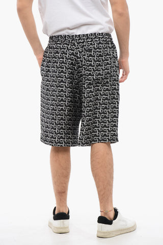 Shorts in Seta con Motivo Chain ed Elastico in Vita