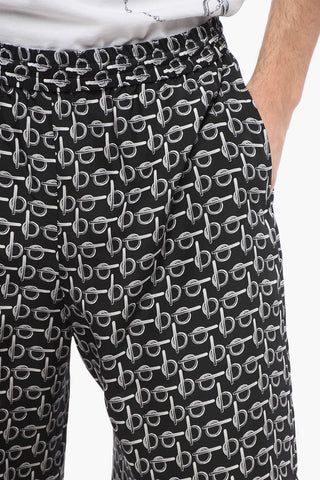 Shorts in Seta con Motivo Chain ed Elastico in Vita