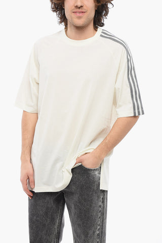 Y-3 Solid Color Crew-Neck T-shirt with Contrasting Embroidery on the Sleeve