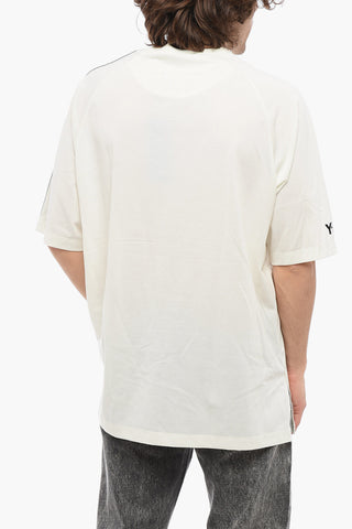 Y-3 Solid Color Crew-Neck T-shirt with Contrasting Embroidery on the Sleeve