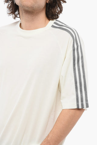 Y-3 Solid Color Crew-Neck T-shirt with Contrasting Embroidery on the Sleeve