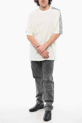 Y-3 Solid Color Crew-Neck T-shirt with Contrasting Embroidery on the Sleeve