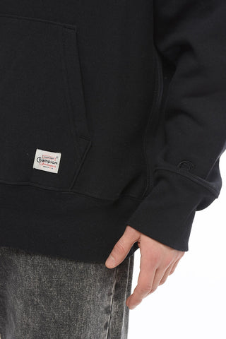 Felpa Hoodie in Cotone Felpato a Tinta Unita con Tasca A Toppa