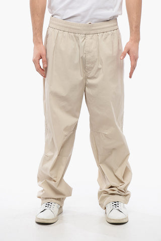 Cotton Blend Pants with Drawstringed Ankle