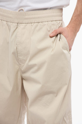 Cotton Blend Pants with Drawstringed Ankle