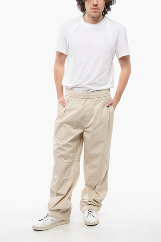 Cotton Blend Pants with Drawstringed Ankle