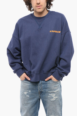 Brushed Cotton Crewneck Sweatshirt with Maxi Print on Back