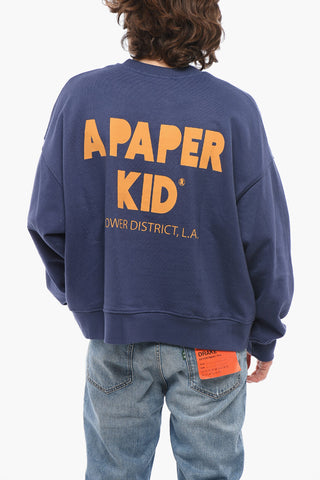 Brushed Cotton Crewneck Sweatshirt with Maxi Print on Back