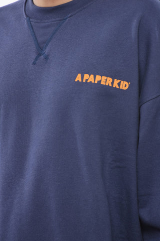 Brushed Cotton Crewneck Sweatshirt with Maxi Print on Back