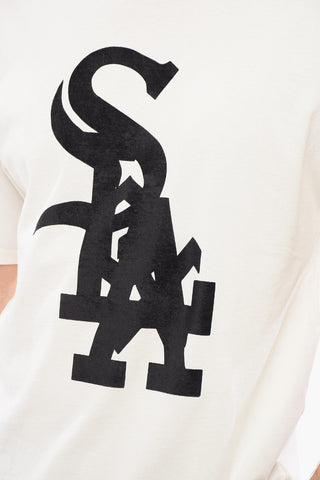 Solid Color MIDWEST Crewneck T-Shirt with Contrasting Flocked Print