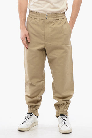 4-Pocketed Cotton Pants with Elastic Cuffs