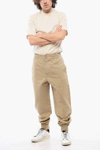 4-Pocketed Cotton Pants with Elastic Cuffs