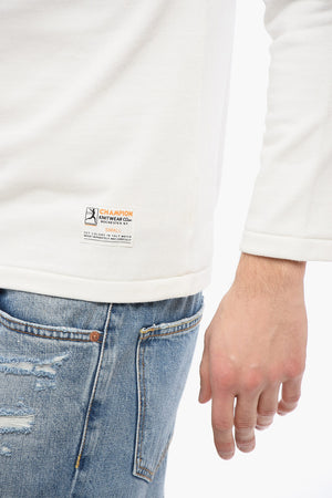 Cotton Crewneck Sweatshirt in Solid Color