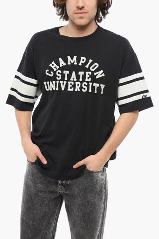 T-Shirt Girocollo con Dettagli a Contrasto