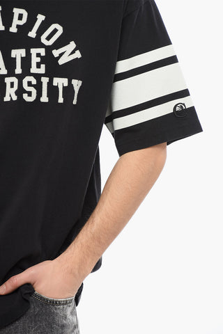 T-Shirt Girocollo con Dettagli a Contrasto