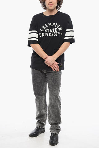 T-Shirt Girocollo con Dettagli a Contrasto