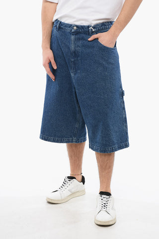 Baggy Fit Shorts with Logoed Button