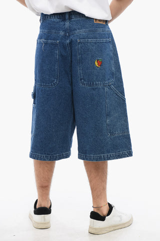 Baggy Fit Shorts with Logoed Button