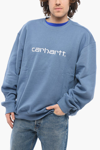 Fleeced Cotton Crew-neck Sweatshirt with Embroidered Logo