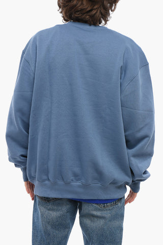 Fleeced Cotton Crew-neck Sweatshirt with Embroidered Logo