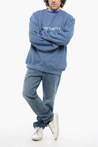 Fleeced Cotton Crew-neck Sweatshirt with Embroidered Logo