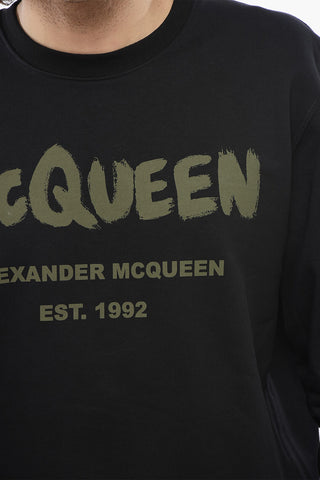 Crew Neck Cotton Sweatshirt with Printed Logo