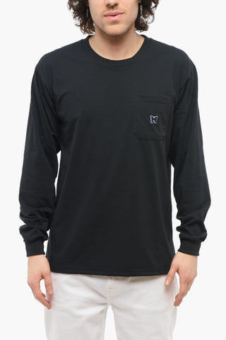 T-Shirt Girocollo a Maniche Lunghe con Taschino