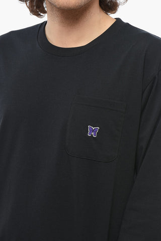 T-Shirt Girocollo a Maniche Lunghe con Taschino