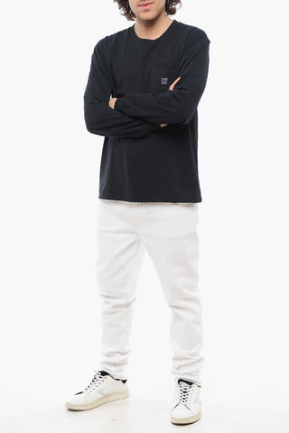T-Shirt Girocollo a Maniche Lunghe con Taschino
