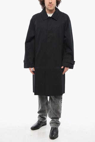 Cappotto In Twill Di Cotone Leggero con Abbottonatura Nascosta