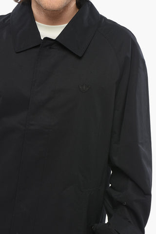 Cappotto In Twill Di Cotone Leggero con Abbottonatura Nascosta