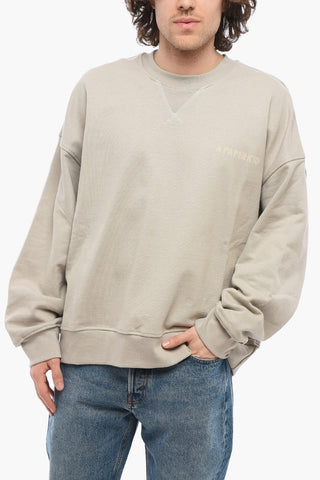 Brushed Cotton Crew-neck Sweatshirt with Maxi Back Print