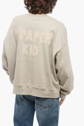 Brushed Cotton Crew-neck Sweatshirt with Maxi Back Print