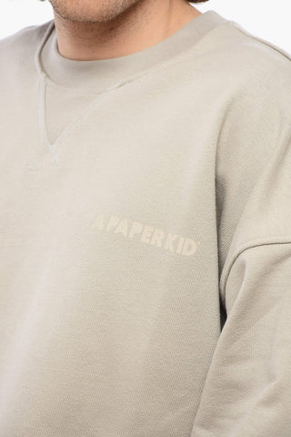 Brushed Cotton Crew-neck Sweatshirt with Maxi Back Print
