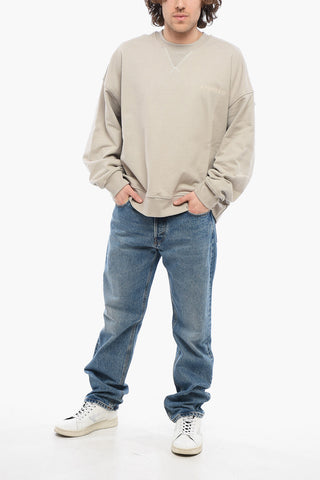 Brushed Cotton Crew-neck Sweatshirt with Maxi Back Print