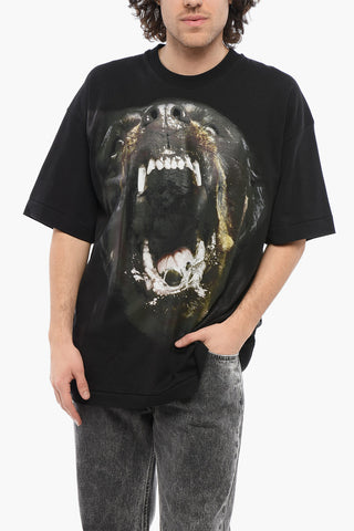 T-Shirt Girocollo con Stampa Rottweiler