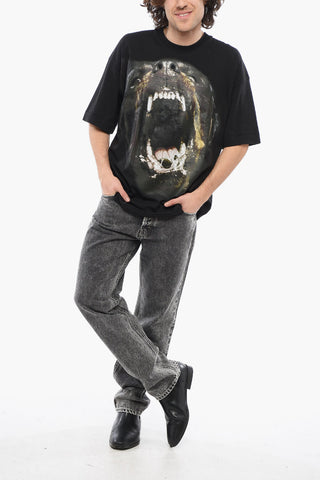 T-Shirt Girocollo con Stampa Rottweiler