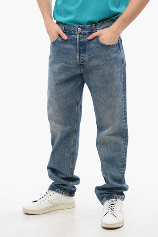Jeans Straight Cut con Cuciture a Vista 21cm